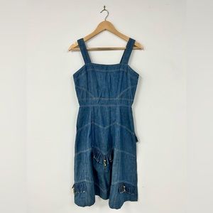 Denim Beaded Sleeveless Jumper Dress Vintage